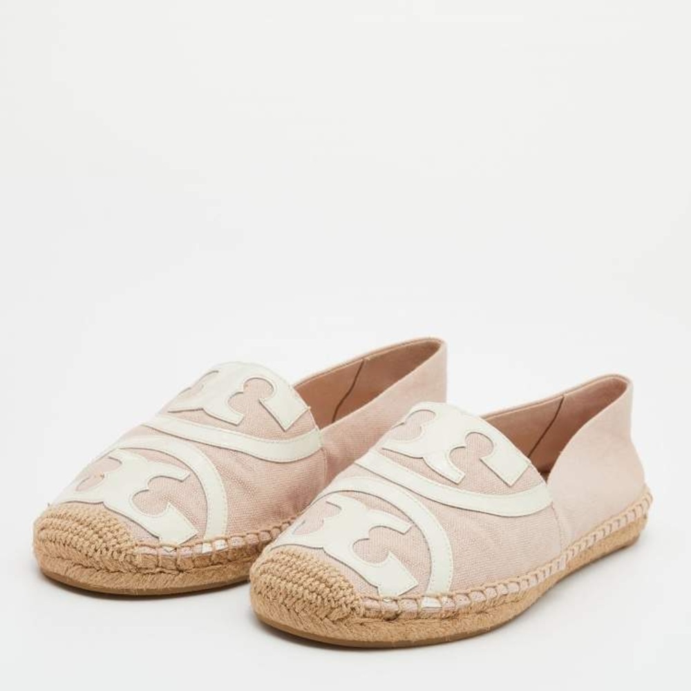 Tory Burch Blush Espadrille Slip-Ons with Cream Logo